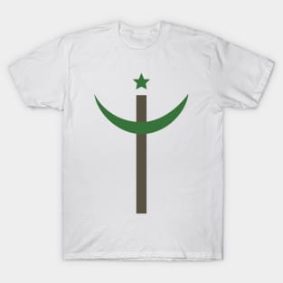 Combination of Crescent with Cross religious symbols in flat design icon T-Shirt